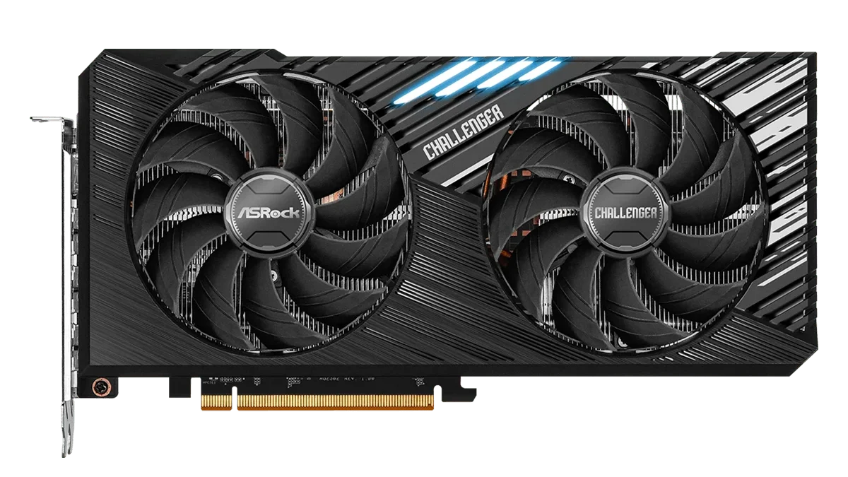 Design grafické karty Radeon RX 7700 non-XT 16 GB od společnosti ASRock.