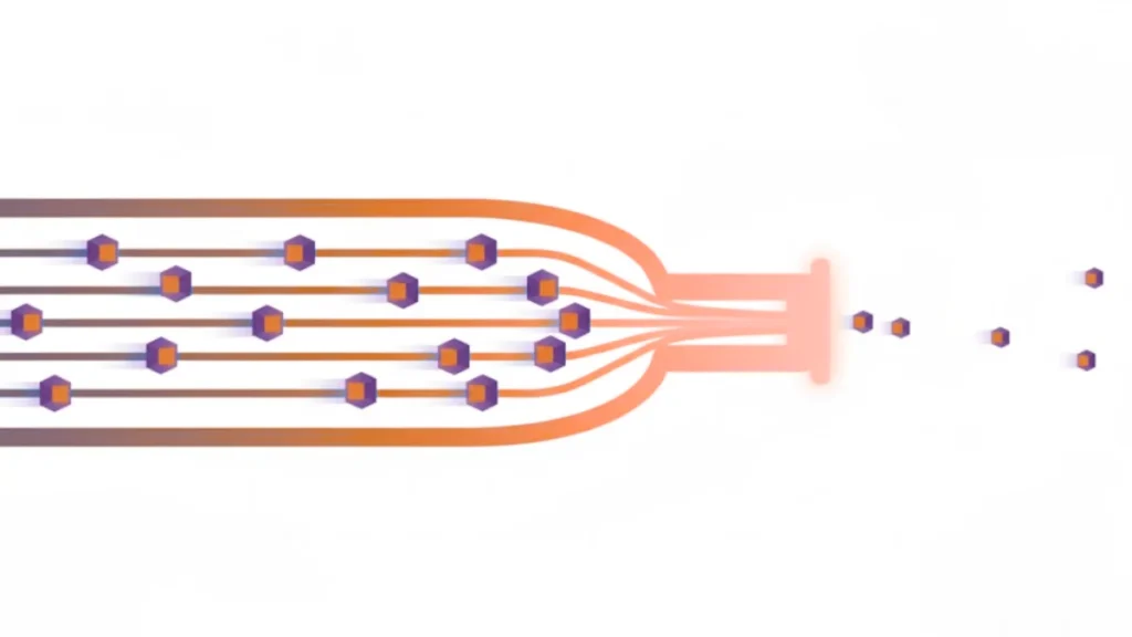 Schéma hardvérového bottlenecku znázornená ako zúžené hrdlo fľaše obmedzujúce prietok dát.