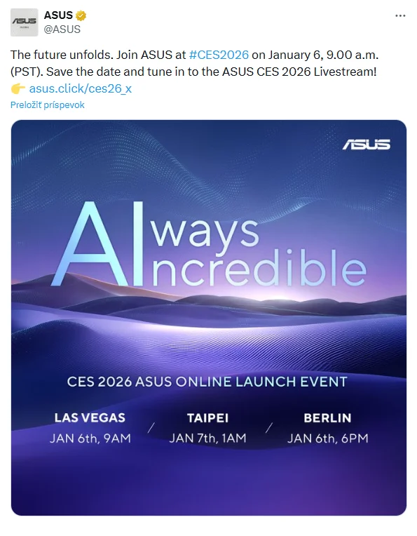 Pozvánka na oficiální představení ASUS Ultra Core 300 Panther Lake.
