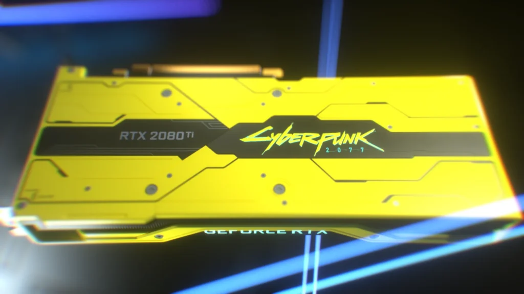 Pohled na grafickou kartu GeForce RTX 2080 Ti Cyberpunk 2077 Edition