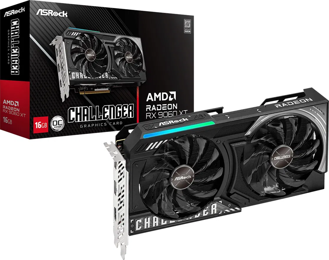 A look at the ASRock Radeon RX 9060 XT 16 G product together with its packaging.