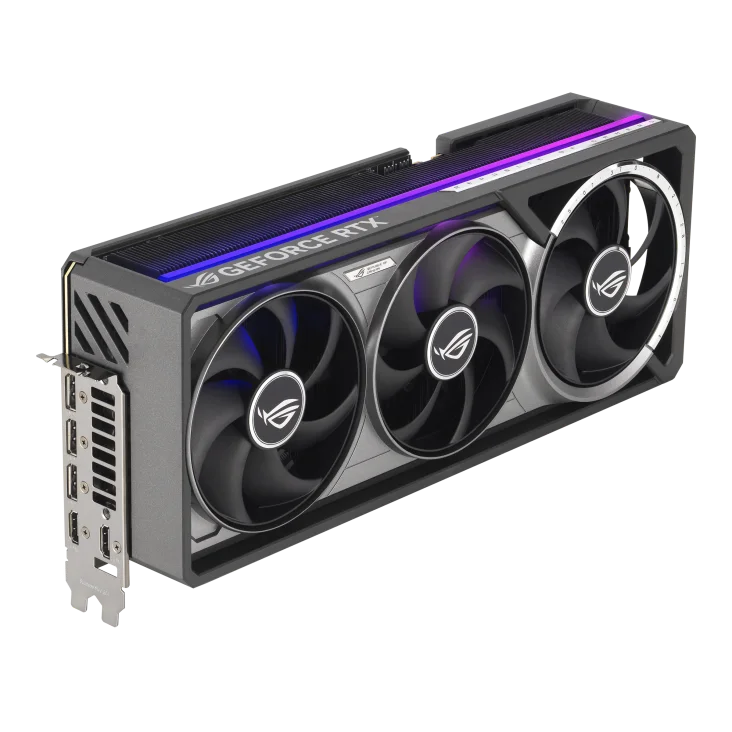 Šikmý pohľad na grafickú kartu Asus ROG Astral GeForce RTX 5080 16GB OC Šikmý pohľad na grafickú kartu Asus ROG Astral GeForce RTX 5080 16GB OC