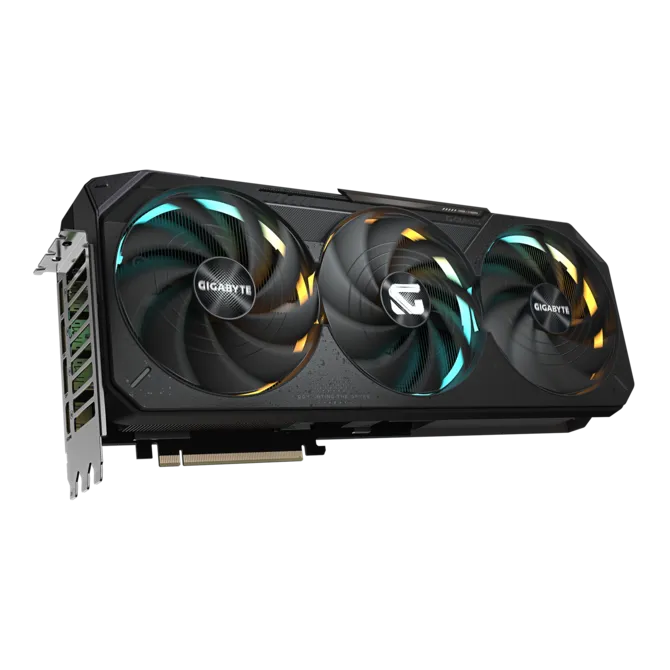 Pohľad na grafickú kartu GIGABYTE GeForce RTX 5080 GAMING OC 16G zboku