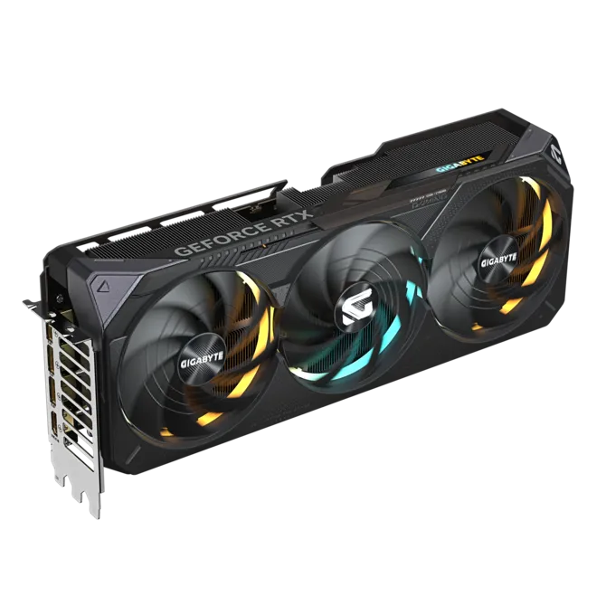 Pohľad na grafickú kartu GIGABYTE GeForce RTX 5080 GAMING OC 16G zhora