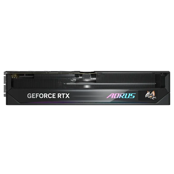 Pohľad na grafickú kartu Gigabyte AORUS GeForce RTX 5070 Ti MASTER 16G zhora Pohľad na grafickú kartu Gigabyte AORUS GeForce RTX 5070 Ti MASTER 16G zhora