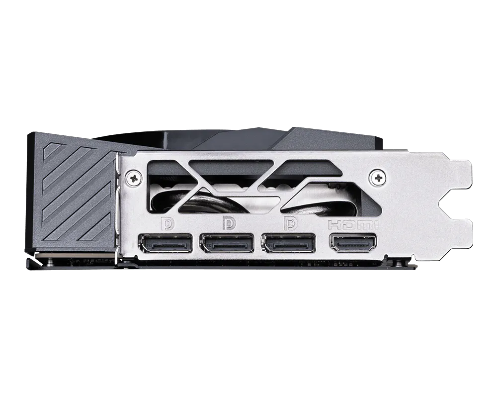 Pohľad na grafickú kartu MSI GeForce RTX 5070 Ti 16G GAMING TRIO OC a porty