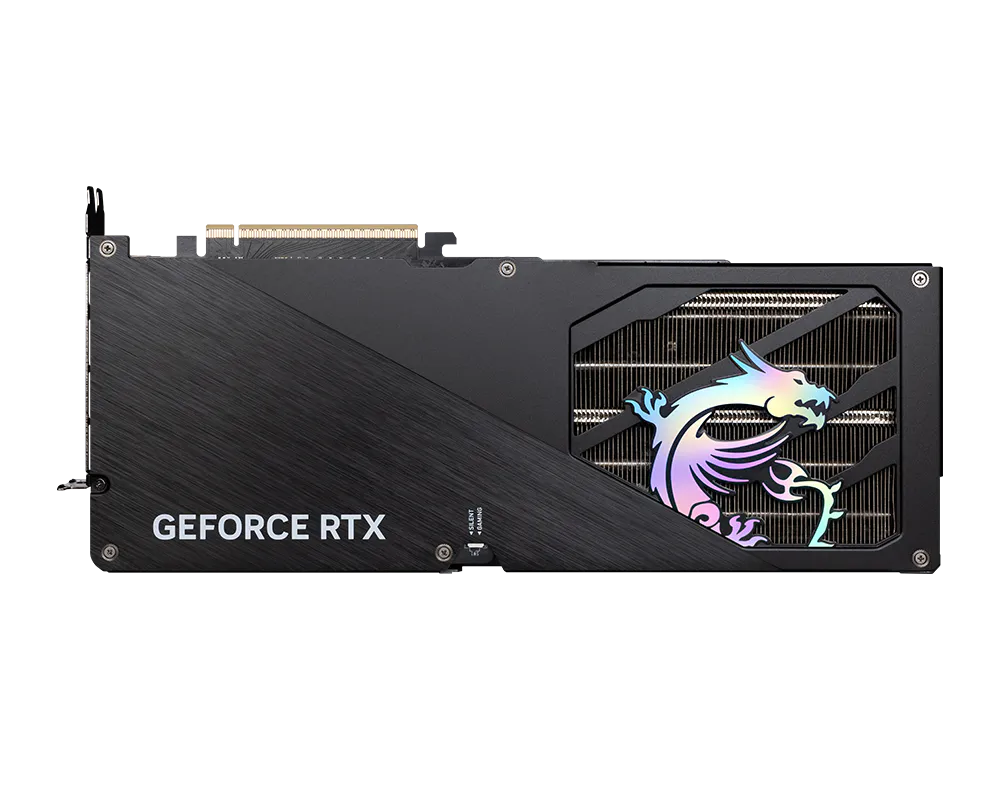Pohľad na grafickú kartu MSI GeForce RTX 5070 Ti 16G GAMING TRIO OC zozadu