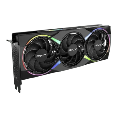 Šikmý pohľad na grafickú kartu PNY GeForce RTX 5060 Ti 16GB EPIC-X RGB Overclocked