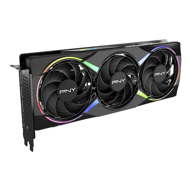 Šikmý pohľad na grafickú kartu PNY GeForce RTX 5060 Ti 16GB EPIC-X RGB Overclocked