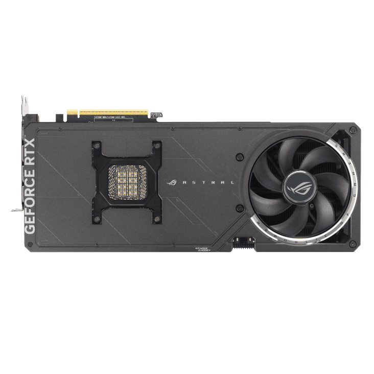 Pohľad na produkt Asus ROG Astral GeForce RTX 5090 32GB OC Edition – zadná strana Pohľad na produkt Asus ROG Astral GeForce RTX 5090 32GB OC Edition - zadná strana