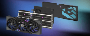 Pohľad na prierez grafickej karty MSI GeForce RTX 5080 16G GAMING TRIO OC