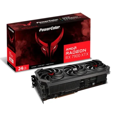 Grafická karta PowerColor Red Devil RX 7900 XTX spolu s jej oficiálnym balením