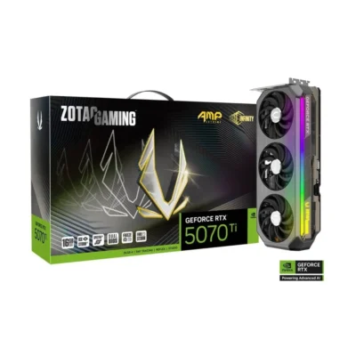 Grafická karta ZOTAC GAMING GeForce RTX 5070 Ti AMP Extreme INFINITY spolu s jej balením
